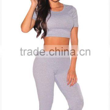 The new fashion leisure tight yoga wear set short sleeve shirts tall waist leggings fitness yoga suit for women