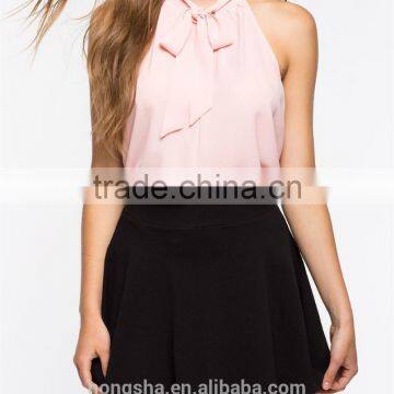 2016 Fashion Ladies Tie Neck Blouse Cami Top HST8044