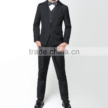 2016 latest design black three piece dresses suits boys walking suits