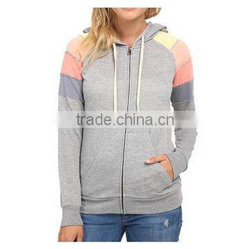 Regular fit hoodie fashionable blocked stripes shoulders cut&sew hoodies