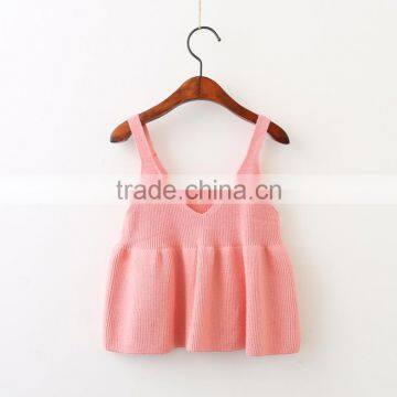 Wholesale Child Knit Pattern Kids Sleeveless Cotton Vest the Spaghetti Straps Sweater Dress photo-3