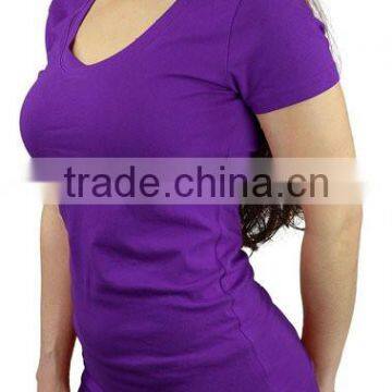 Women's Sexy Scoop Neck T Shirt Cotton Spandex Workout T Shirts Soft Yoga Top Slim Fit Black Plain T-Shirt