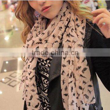 Whoelsale Retail Trendy Ladies Initial Spring Summer Cat Scarf photo-3