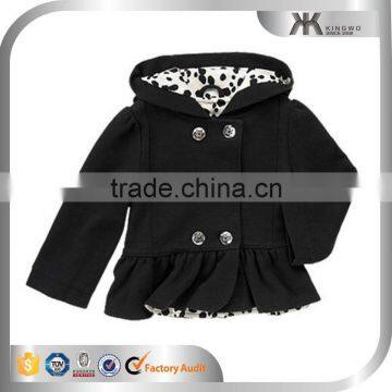 new design button up trench double-beasted ruffle hem Jacket for Children Girls wear / Clothes