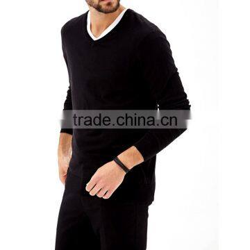 Pure Cotton V-neck Autumn Pullover Sweater for Men photo-2