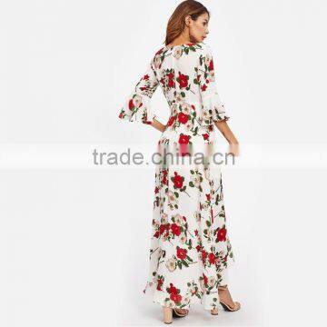 Floral Beach Dress A Line High Low Sexy Dress Women Maxi Dresses Long photo-4