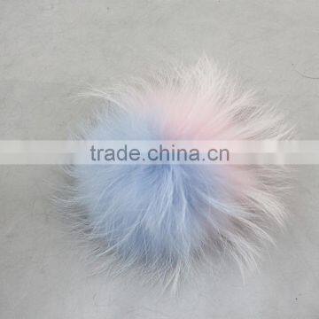Myfur Knit Beanie China Wholesale Racoon Fur Pom Pom Bi-color Pink Cute Fur Ball photo-2