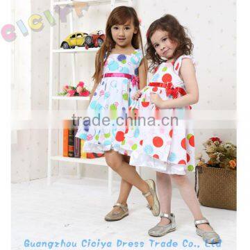 Wholesale princess baby girls summer frocks design color dot sleeveless baby girls stylish frocks