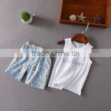 Wholesale summer cotton printing girls casual kids clothing sets