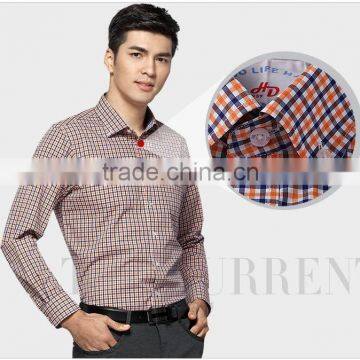 non iron men's shirt plaids shirt orange plaids