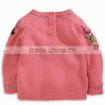 Pink Snowman Embroidery Children Baby Sweater Designs For Girl photo-2