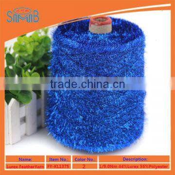 factory wholesale polyester lurex feather yarn on cone for machine knitting sweater