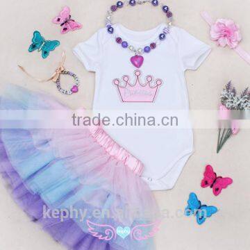 Girls Baby necklace Tutu Dress 1st Birthday 4pcs a Outfit set