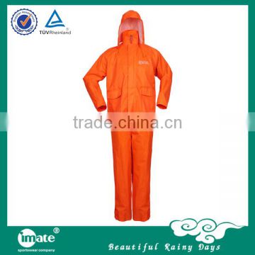 Durable orange raincoat with reflective tapes for rain day