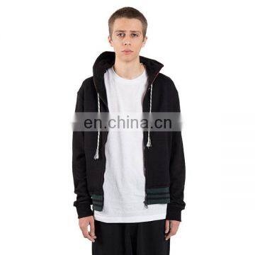 Fashion Zip-up hoodie in black cotton blend hoodie