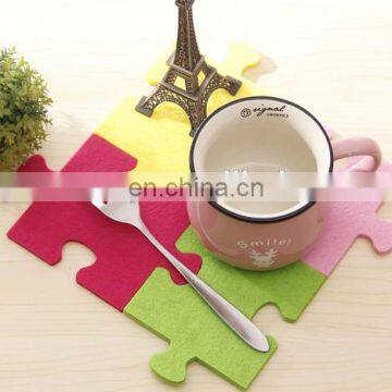 New Arrival Puzzle Design Felt Coaster teatime home decoration 4colors