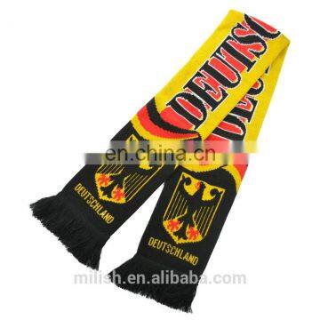 SC-0003 Acrylic soccer scarf, custom print knitted jacquard German Deutschland football fan scarf