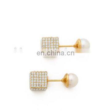 Double Cubo Pearl Earrings