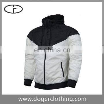 Black white long sleeve mens zipper hoodie sweatshirt in good quality