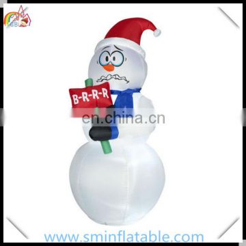 Christmas inflatable snowman, inflatable scary snowman with billboard,santa decor snowman for christmas advertising display