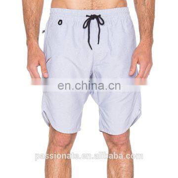 Embroidery swimwear manufacture back zippered pocket boardshorts