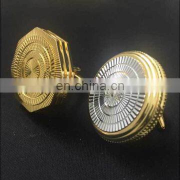 Stock Custom Shape Gold Silver Metal Solid Cufflinks photo-6