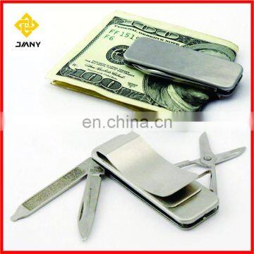 Custom Men's Utility Money Clip Pocket Knife Nail File Scissors Stainless Steel Tool