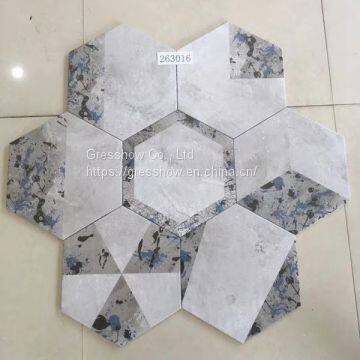 26X30CM Porcelain Painted Grey Hexagon Tile