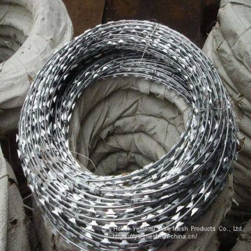 Galvanized Razor Wire Coils With Loops Dia 600 mm Used On Ships For Anti-piracy