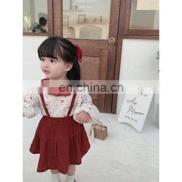6750/Latest Spring Cherry Pattern Puff Sleeve Customized Kids Shirt High Quality Graceful Girls Top