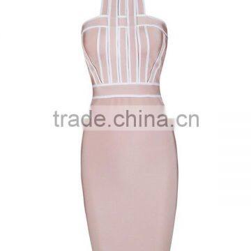 Summer dress dropship wholesale 2015 new fashoin elegant sey cute women beige black halter mini evening party bandage Dress Band