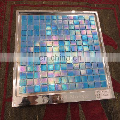 327x327 cheap price 4mm blue color glass mosaic pool tiles