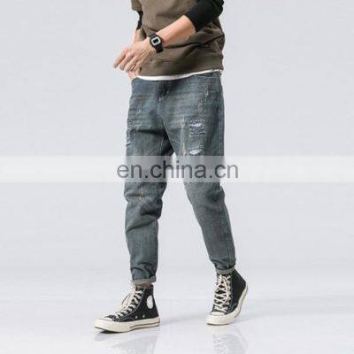 New arrival Cheap high waist Plus Size  Distressed ripped Jogger Pants Jeans for Men