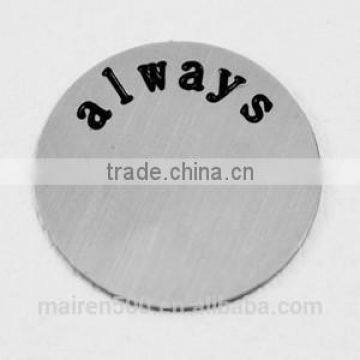 B2 Round shape stainless steel initial disc plate for floating locket