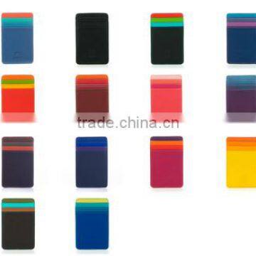 Vertically Genuine Leather Transparent Window Colorful ID Credit Card Holder or Business Name Card Case Pocket Wallet photo-2