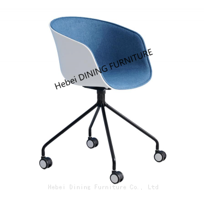 Dining Furniture Many Colors With Soft Neutral Fabric PP Plastic Chair With Wheels photo-4