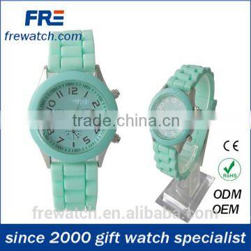 New Fashion Ladies Genewa Silicone Watches With Stone Three Dial Rubber Geneva Watch photo-2