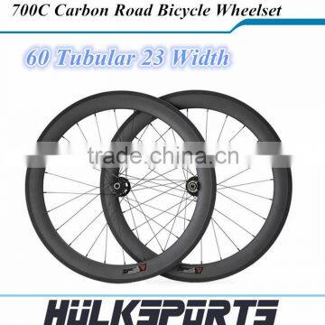 60mm Tubular Road Wheels Carbon Wheelset Full Carbon Bicycle Wheelset 23mm Width of Carbon Bicycle Wheels