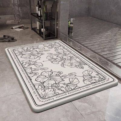 OEM ODM Floral Absorbent Diatomaceous Stone Bath Mat Manufacturer photo-3