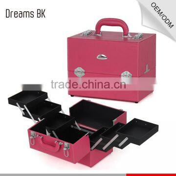 2016 OEM professional portable makeup display vanity case cosmetic train case