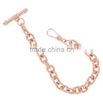 Rose Gold Tone Cable Chain Fancy Single Pocket Watch Vest Chain