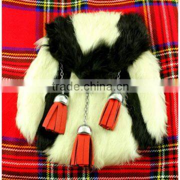 Scottish Full Dress Deluxe Sporran Made Of Fox Fur & Leather Material