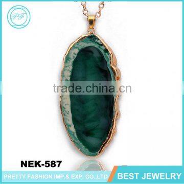 Retro Accessories Cheap Imitation Emerald Gold Necklace