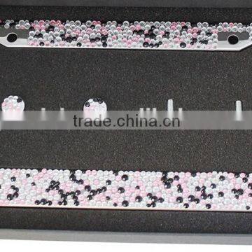 Stylish Rhinestone Bling Bling Stainless Steel Metal American US Auto Car License Plate Frame Rhinestone