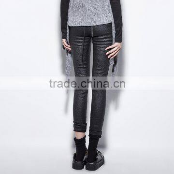 PK-071 New Arrivals Unique Design Bark Pattern Straps Tight Pants With Pockets photo-3