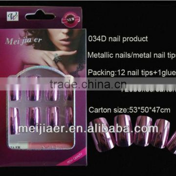 Nail art metallic artificial nails false tips