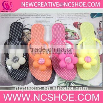 anti-slip bath thong lady flip flop jelly slipper with cute flower