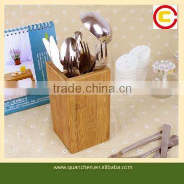 Bamboo storage container for chopstics and spoons