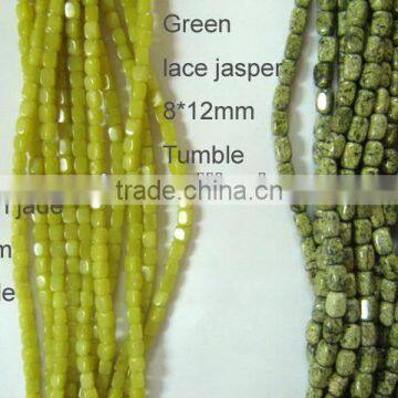 Hot seller green lace jasper 8*12mm tumble jewelry