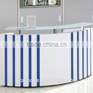 2016 furniture Hot sale curved small reception desk